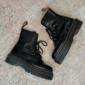 Dr. Martens Jadon Platform Leather Women's Boot - Black Polished Smooth - Size 8